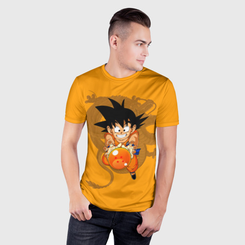 Мужская футболка 3D Slim с принтом Kid Goku, фото на моделе #1
