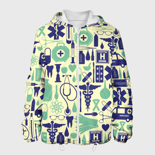 Мужская куртка 3D с принтом Медицина | Паттерн (Z), вид спереди #2