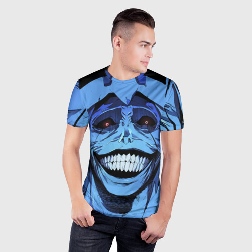Мужская футболка 3D Slim с принтом ПОДНЯТИЕ УРОВНЯ В ОДИНОЧКУ, фото на моделе #1