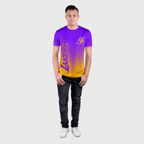 Мужская футболка 3D Slim с принтом LOS ANGELES LAKERS / ЛЕЙКЕРС, вид сбоку #3