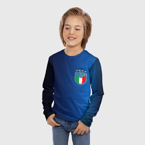 Детский лонгслив 3D с принтом Сборная Италии, фото на моделе #1