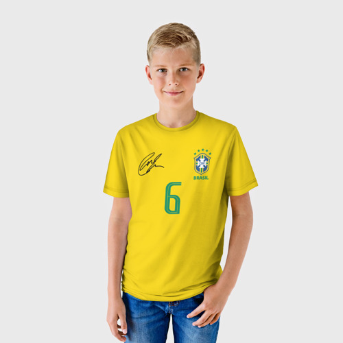 Детская футболка 3D с принтом Р Карлос | футболка сборной, фото на моделе #1