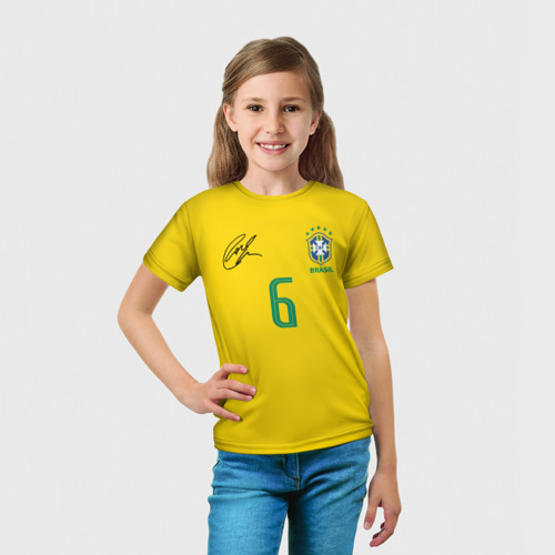 Детская футболка 3D с принтом Р Карлос | футболка сборной, вид сбоку #3