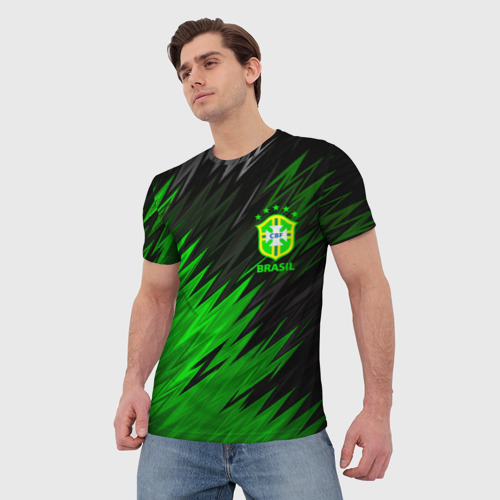 Мужская 3D футболка с принтом Сборная Бразилии, фото на моделе #1