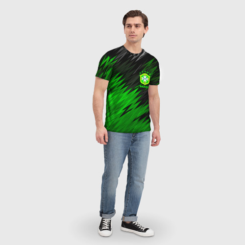 Мужская 3D футболка с принтом Сборная Бразилии, вид сбоку #3