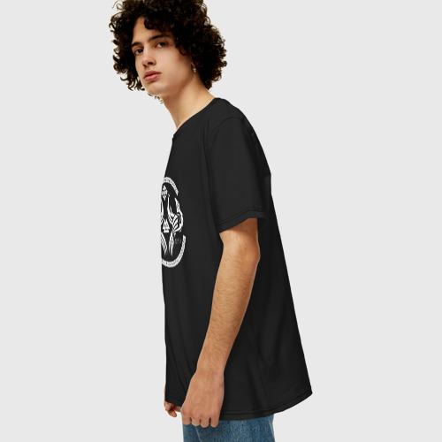 Мужская футболка хлопок Oversize с принтом Вороны Одина, вид сбоку #3