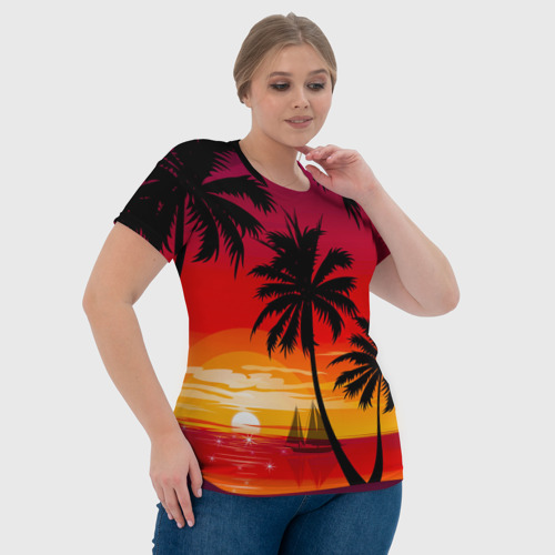 Женская футболка 3D с принтом Гавайский закат, фото #4