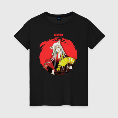 Женская футболка хлопок с принтом Red Tomoe, вид спереди #2