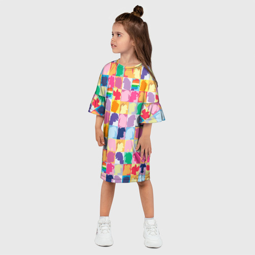 Детское платье 3D с принтом Команда пони, фото на моделе #1