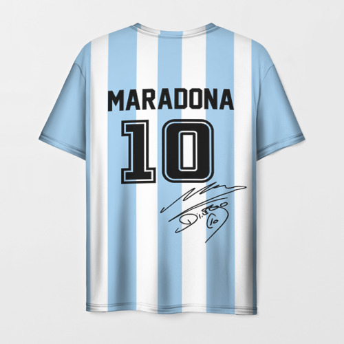 Мужская 3D футболка с принтом Форма Марадоны с автографом, вид сзади #1