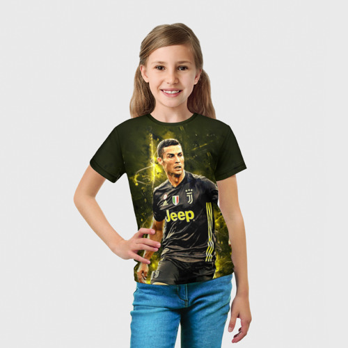 Детская футболка 3D с принтом Cristiano Ronaldo Juventus, вид сбоку #3
