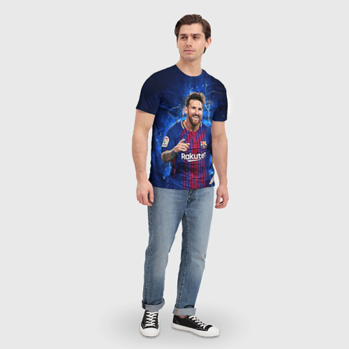 Мужская футболка 3D с принтом Лионель Месси | Барселона | 10, вид сбоку #3