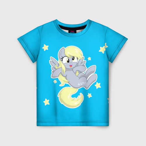 Детская футболка 3D с принтом Пони в звёздном небе, вид спереди #2