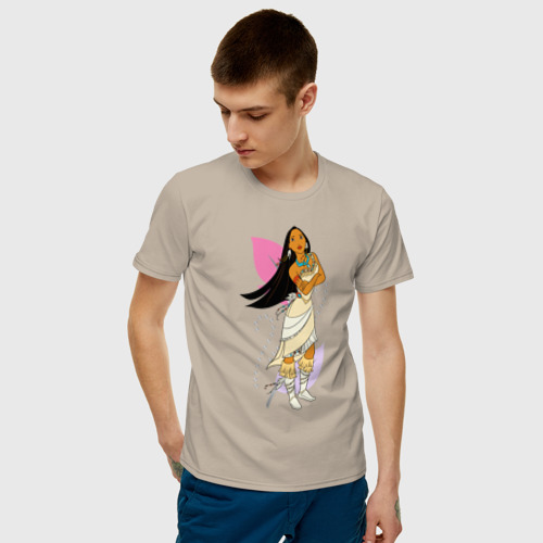 Мужская футболка с принтом Покахонтас, фото на моделе #1