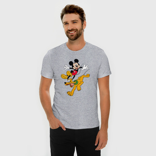 Мужская футболка премиум с принтом Микки Маус и друзья, фото на моделе #1