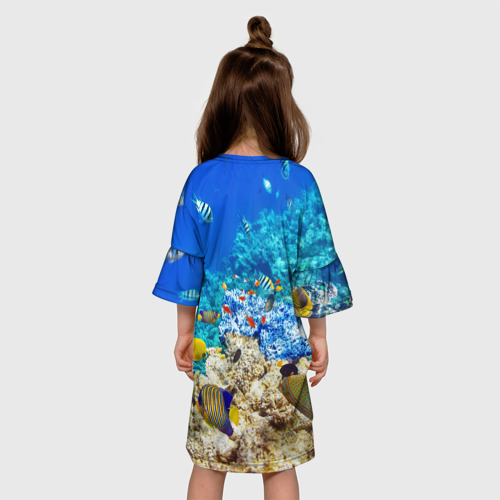 Детское платье 3D с принтом Морской мир, вид сзади #2