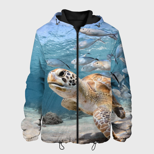Мужская куртка 3D с принтом Морская черепаха, вид спереди #2