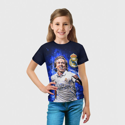 Детская футболка 3D с принтом Лука Модрич Реал Мадрид, вид сбоку #3