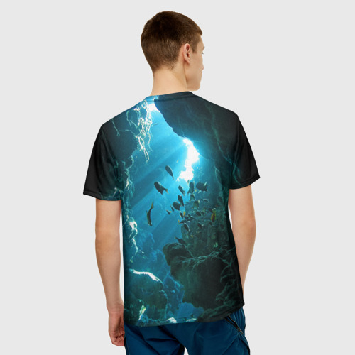 Мужская 3D футболка с принтом Коралловые рыбки, вид сзади #2