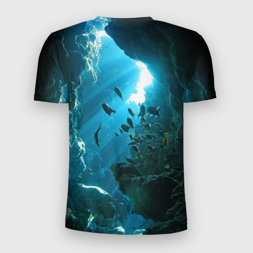 Мужская футболка 3D Slim с принтом Коралловые рыбки, вид сзади #1