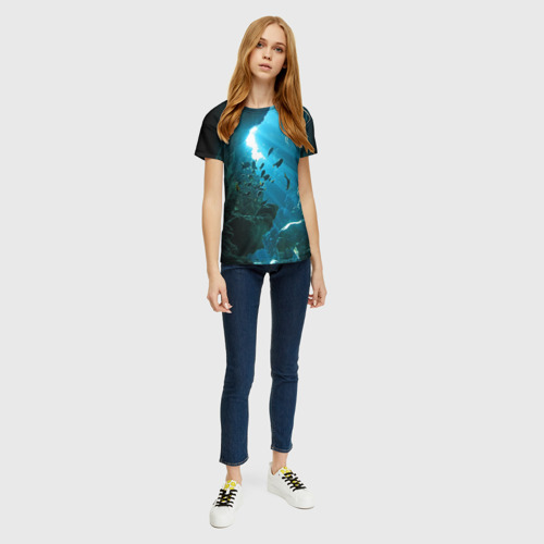 Женская футболка 3D с принтом Коралловые рыбки, вид сбоку #3