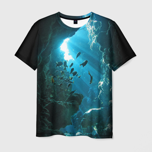 Мужская 3D футболка с принтом Коралловые рыбки, вид спереди #2