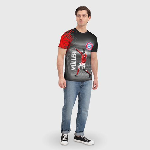 Мужская футболка 3D с принтом ТОМАС МЮЛЛЕР / БАВАРИЯ, вид сбоку #3