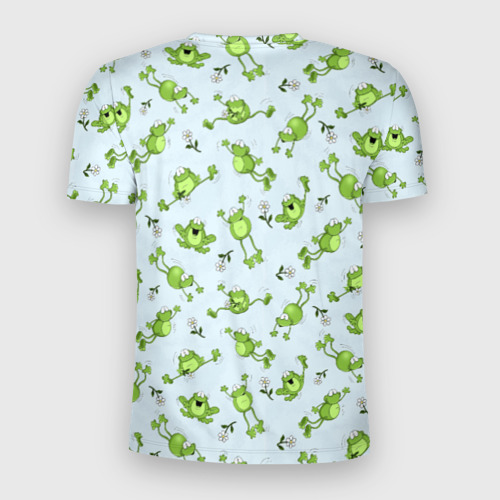 Мужская футболка 3D Slim с принтом Веселые лягушки, вид сзади #1