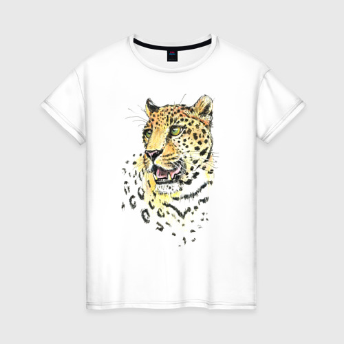 Женская футболка хлопок с принтом Ягуар, вид спереди #2