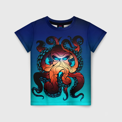 Детская футболка 3D с принтом Кракен | Octopus, вид спереди #2