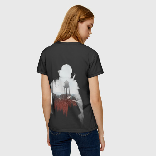 Женская футболка 3D с принтом Days gone силуэт Дикона, вид сзади #2