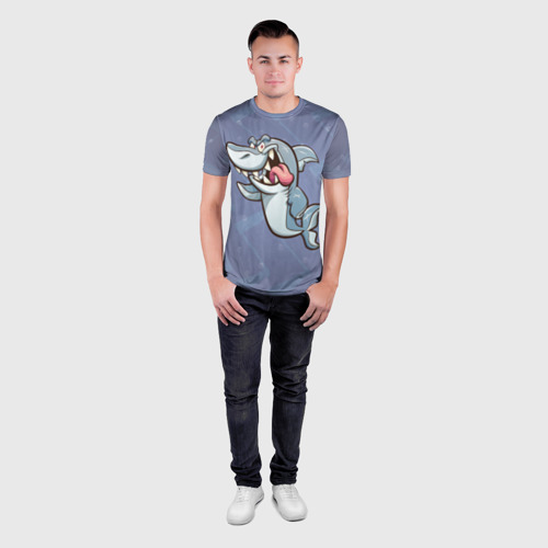 Мужская футболка 3D Slim с принтом Акула, вид сбоку #3