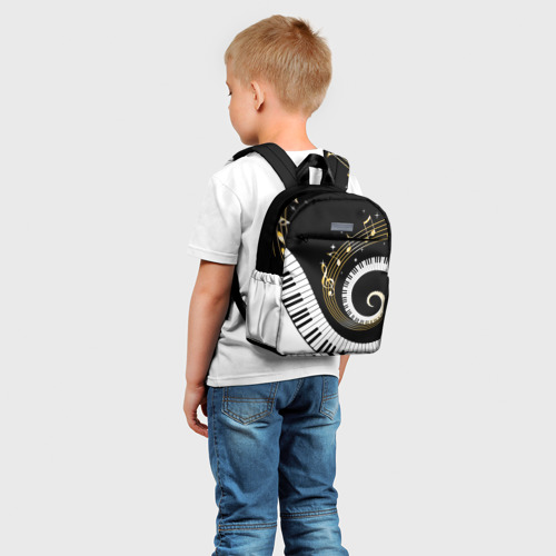 Детский рюкзак 3D с принтом Музыкальный узор, фото на моделе #1