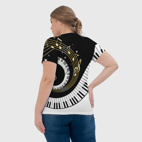 Женская футболка 3D с принтом Музыкальный узор, вид сзади #2