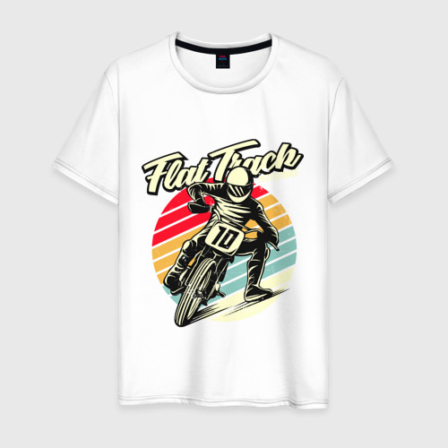 Мужская футболка хлопок с принтом Мотоцикл ретро, вид спереди #2