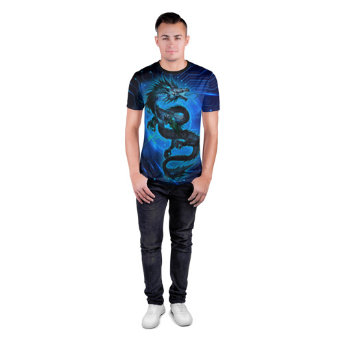 Мужская футболка 3D спортивная с принтом Кибер-Dragon, вид сбоку #3