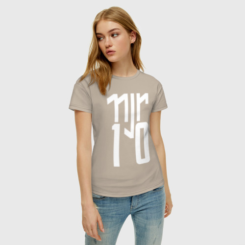 Женская футболка хлопок с принтом Наймар 10 лого, фото на моделе #1