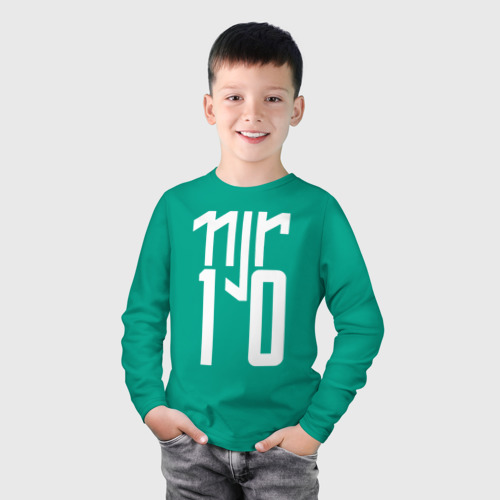 Детский лонгслив хлопок с принтом Наймар 10 лого, фото на моделе #1