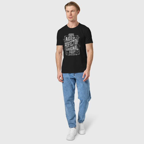 Мужская футболка хлопок с принтом 1984 год рождения, вид сбоку #3