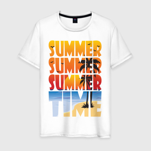 Мужская футболка хлопок с принтом Summer time, вид спереди #2
