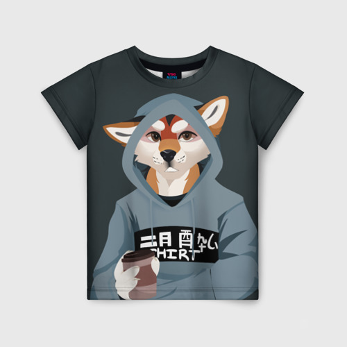 Детская футболка 3D с принтом Furry fox, вид спереди #2