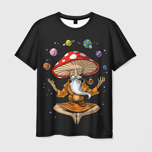 Мужская футболка 3D с принтом Космический Гриб Волшебник, вид спереди #2