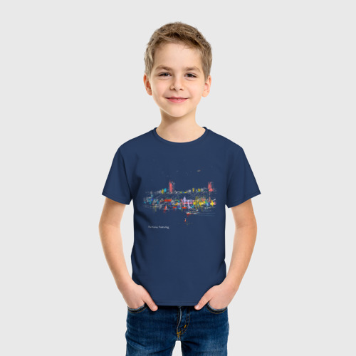 Детская футболка хлопок с принтом Ночной полёт, фото на моделе #1