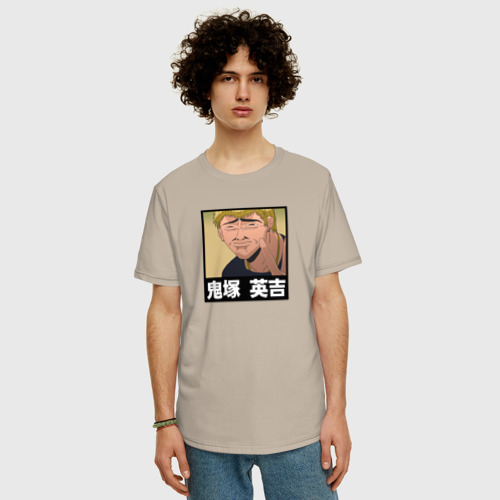 Мужская футболка хлопок Oversize с принтом Onizuka face, фото на моделе #1
