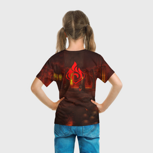 Детская футболка 3D с принтом GENSHIN INPACT, Diluc, вид сзади #2