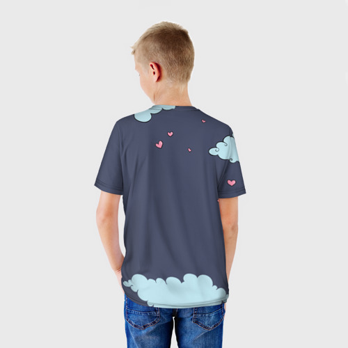 Детская футболка 3D с принтом Сонный ленивец, вид сзади #2