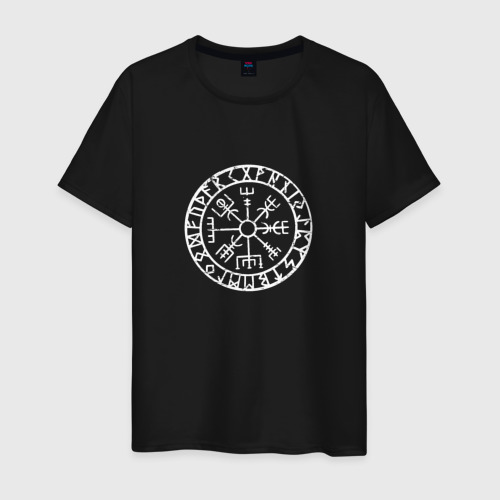 Мужская футболка хлопок с принтом Вегвизир - компас викингов, вид спереди #2
