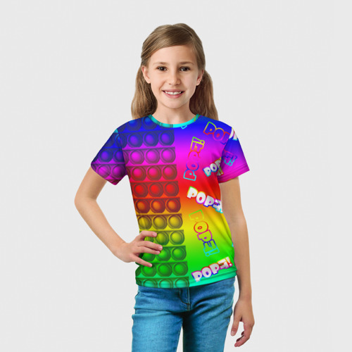 Детская 3D футболка с принтом POP it!, вид сбоку #3