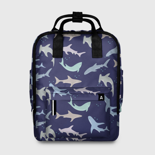 Женский рюкзак 3D с принтом Акулы разные, вид спереди #2