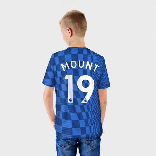 Детская 3D футболка с принтом Маунт Челси форма 2021/2022, вид сзади #2